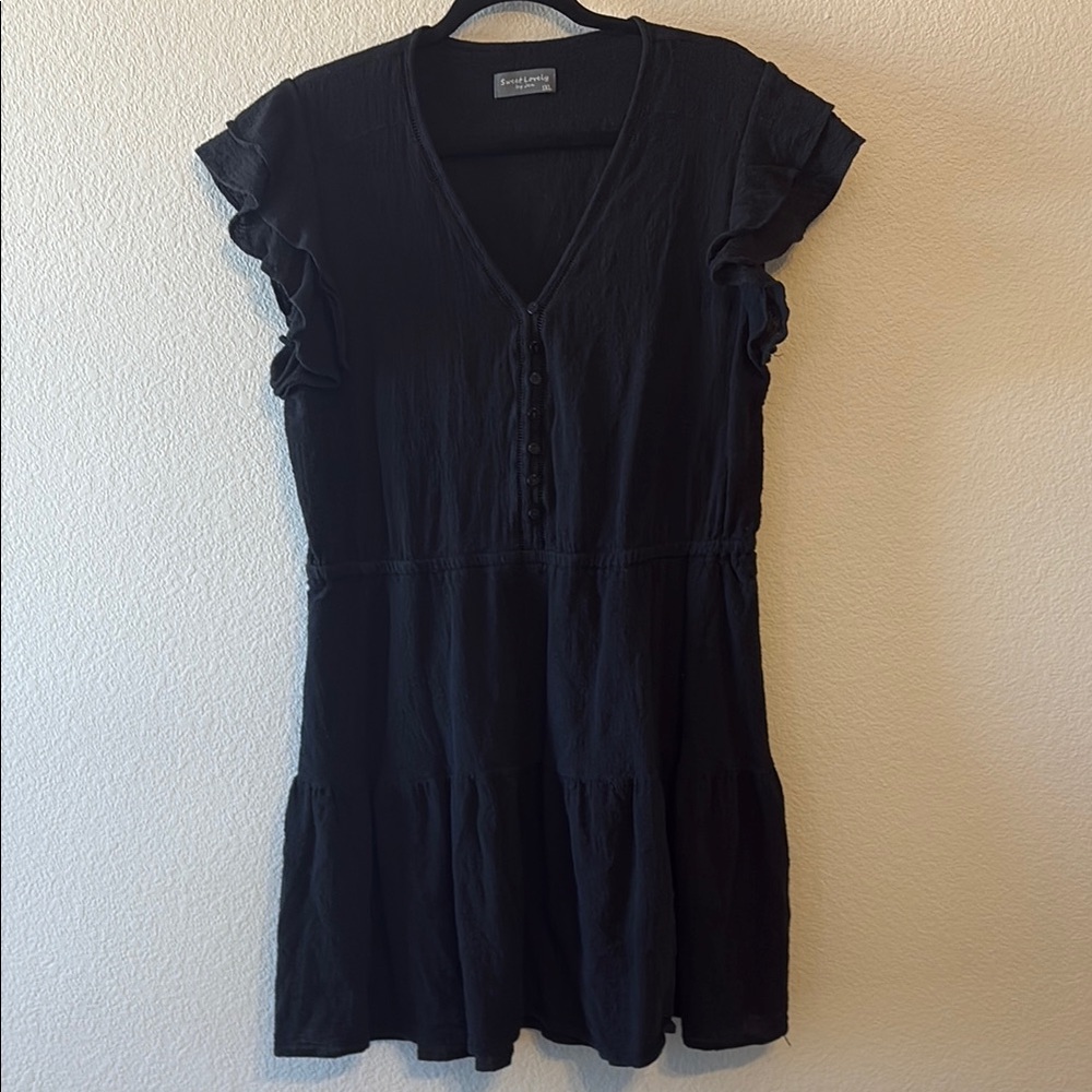 Black Ruffle Sleeve Dress